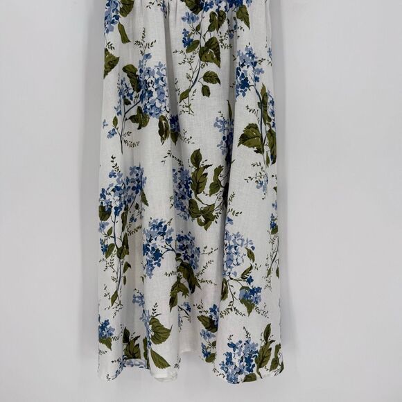 Reformation Tagliatelle Floral Linen Midi Dress Riviera Print Sleeveless 8 White - Picture 3 of 14